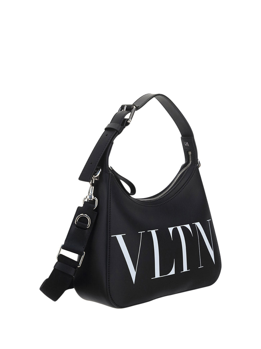 VLTN Leather Hobo Bag - Black