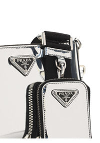 Brushed Leather Shoulder Bag - Silver