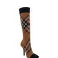 Knitted Check Sock Boots