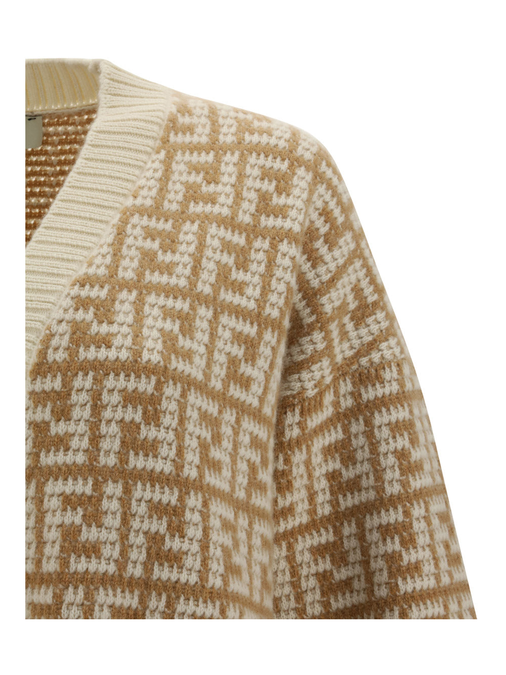Ff Crocheted Cashmere Cardigan - Beige