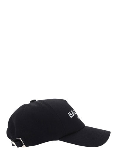 Cotton Cap With White Logo - Black