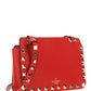 Rockstud Smartphone Leather Crossbody Bag - Red