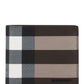 Exaggerated Check and Leather Bifold Wallet - Dark Birch Brown