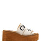 Woody Wedge Mule In Canvas - Ivory