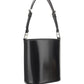 Brushed Leather Bucket Shoulder & Crossbody Bag - Black.