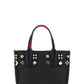 Cabata Empire Spike Studded Leather Tote Bag - Black