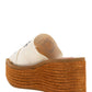 Woody Wedge Mule In Canvas - Ivory