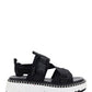 Lilli Sporty Flat Sandal In Recycled Textile - Black