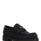 Chocolate Satin Loafers With Crystals - Black