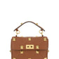 Medium Roman Stud The Shoulder Bag Grainy Calfskin - Saddle Brown