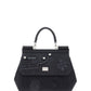 Small Sicily Bag in Calfskin and Patchwork Denim - Black