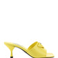 Brushed Leather Heeled Slides - Yellow