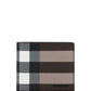Exaggerated Check and Leather Bifold Wallet - Dark Birch Brown