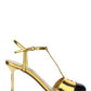 Metallic Technical Fabric And Patent Leather Pumps - Golden