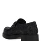 Chocolate Satin Loafers With Crystals - Black