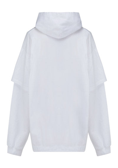 Slime Double Long Sleeve Hooded T-Shirt In Black - White