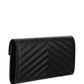 Cassandra Matelasse Large Flap Wallet In Grain De Poudre Embossed Leather - Black