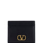 VLogo Signature Cardholder in Grainy Calfskin Leather - Black