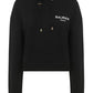 Cropped Hooded Cotton Sweatshirt Logo - Black