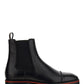 Melon Calf Leather Flat Boots - Black