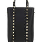 Rockstud Leather Pouch With Chain - Black