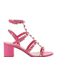 Rockstud Metallic Calfskin Leather Ankle Strap Sandal 60MM - Pink
