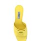Brushed Leather Heeled Slides - Yellow