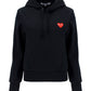 Heart-embroidered Pullover Hoodie - Black.