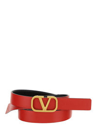 Reversible Vlogo Signature Belt In Shiny Calfskin 20MM - Black / Red