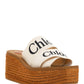 Woody Wedge Mule In Canvas - Ivory