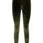 Stretch Velvet Signature Leggings - Olive Green