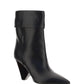 Niki Booties In Smooth Leather and Silver Tone Monogram - Black