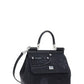 Small Sicily Bag in Calfskin and Patchwork Denim - Black