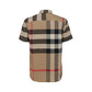 Short-sleeve Check Stretch Cotton Poplin Shirt