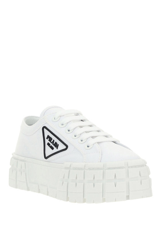 Double Wheel Nylon Gabardine Sneakers - White