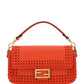 Medium Baguette Woven Leather Bag - Red