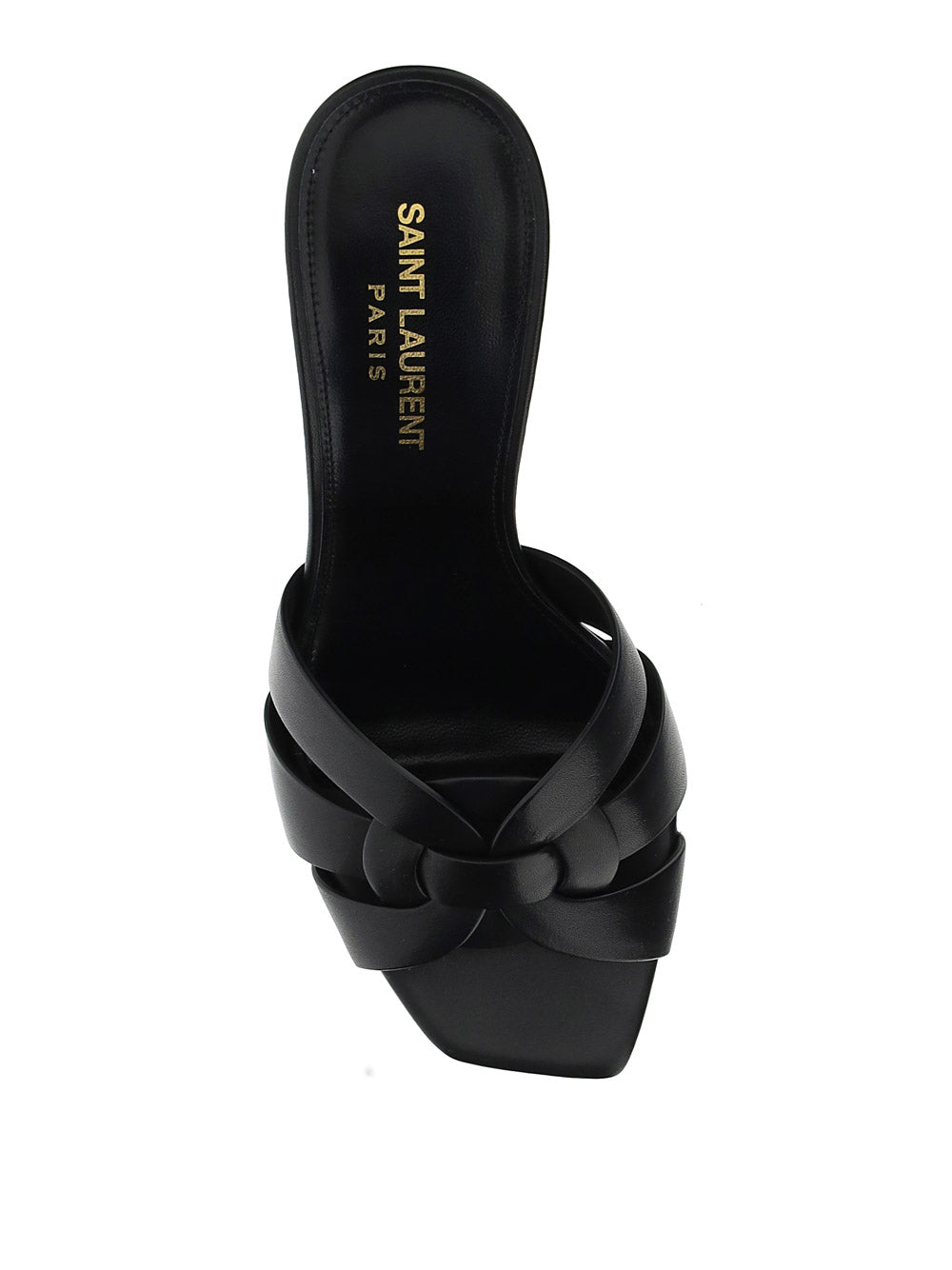 Tribute Heeled Mules in Smooth Leather - Black