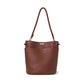 Medium Key Bucket Bag in Shiny & Grained Calfskin - Tobacco