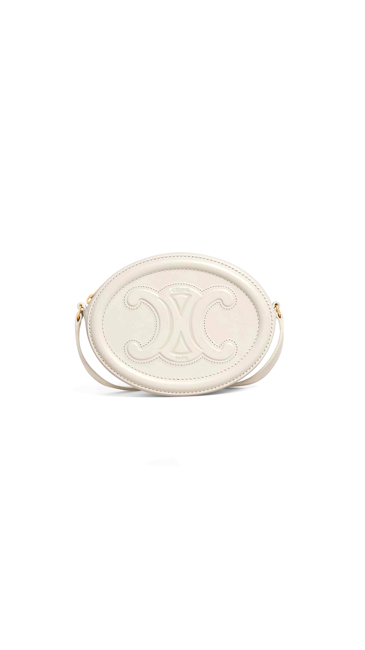 Crossbody Oval Purse Cuir Triomphe In Smooth Calfskin - White