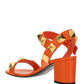 Roman Stud Calfskin Sandal 60MM - Orange