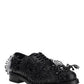 Brushed Leather Derby Shoes with Appliqués - Black