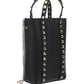 Rockstud Leather Pouch With Chain - Black
