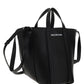 Everyday Small North-South Shoulder Tote Bag In Grained Calfskin - Black