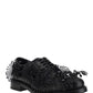 Brushed Leather Derby Shoes with Appliqués - Black