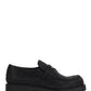Chocolate Satin Loafers With Crystals - Black