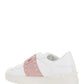 Open Sneaker In Calfskin Leather - White / Pink