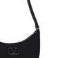 Mini Vlogo Signature Grainy Calfskin Hobo Bag - Black