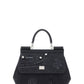 Small Sicily Bag in Calfskin and Patchwork Denim - Black