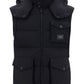 Quilted gilet with hood and branded plate - Black