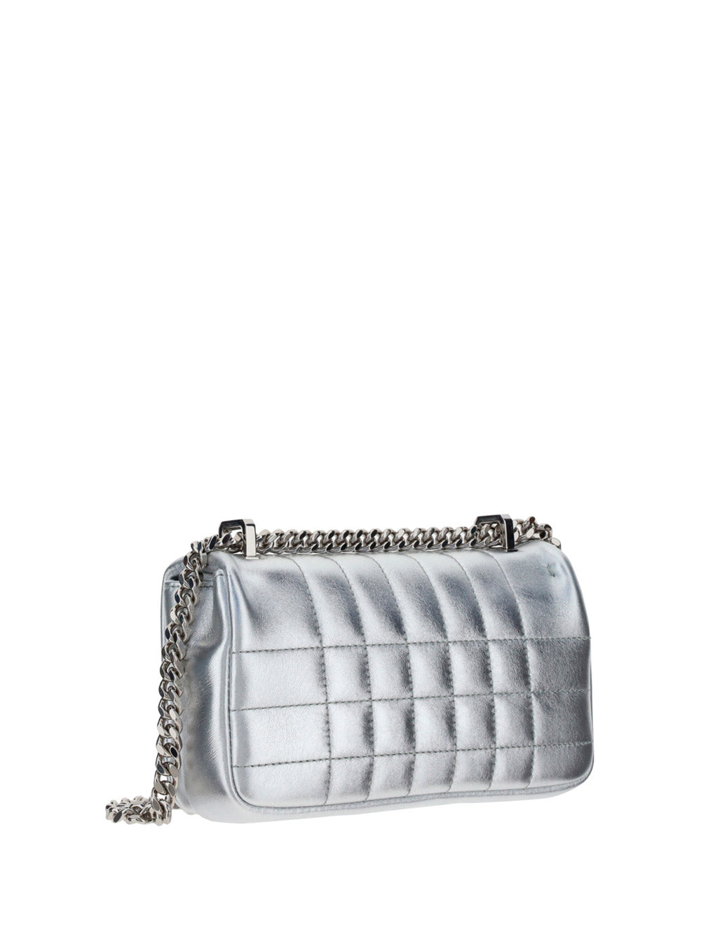 Quilted Metallic Leather Mini Lola Bag - Silver